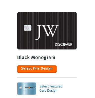 jw black monogram discover card.